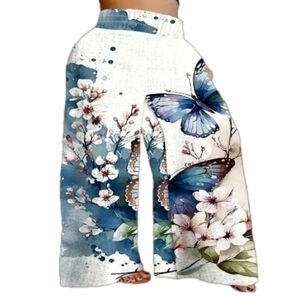 Wideleg butterfly printed pants sz small